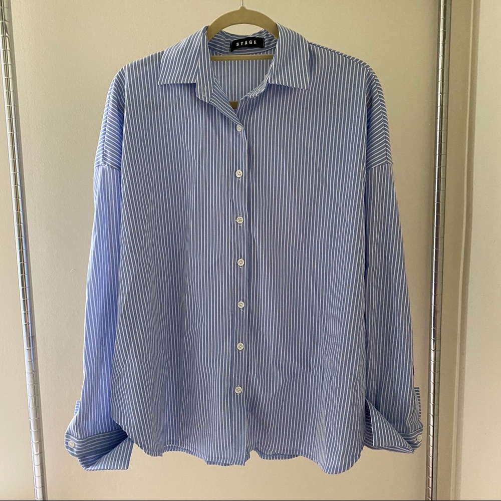 SOLD Stage stripe shirt with buttoned sleeves